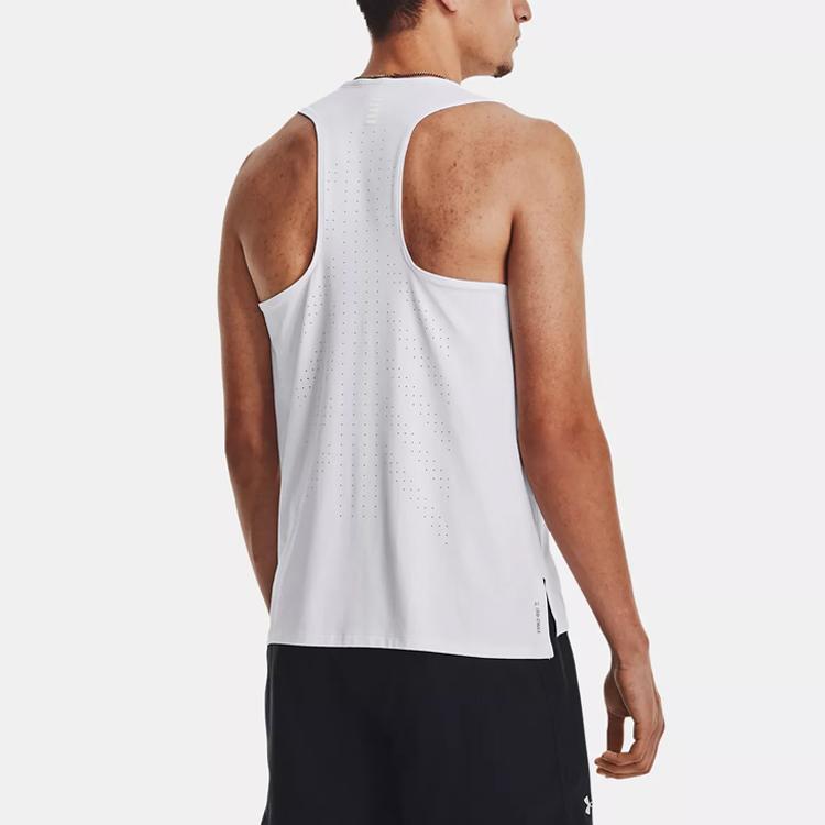 Under Armour Solid Color Crew Neck Sleeveless Sports Vest Men Tops White 1376519-100