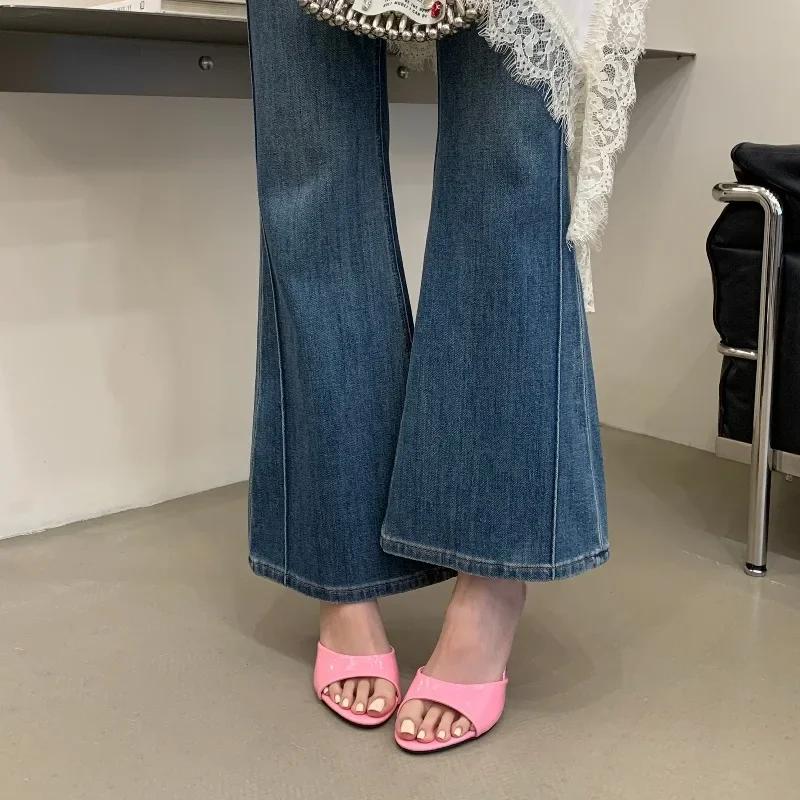 Pesstwei Summer Fashion Elegant Sexy Peep Toe Thin Heels Slipper Women Slides Stripper Party Sandal Mule Shoes Zapatos De Mujer
