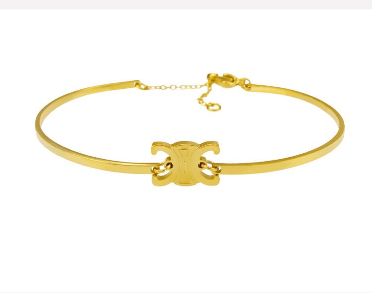 

Браслет из титановой стали с покрытием из 18-каратного золота - Универсальный, устойчивый к выцветанию, дизайн «Триумфальная арка» 18K