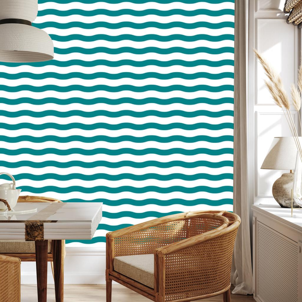 Turquoise Stripes Wallpaper, Subtle Detail for Living Room and Bedroom 50x1000