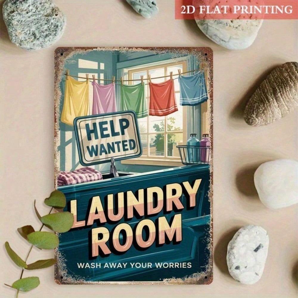 Vintage Iron Wall Art Sign 8x12 Inch, Metal Poster for Kitchen Laundry Room Decor