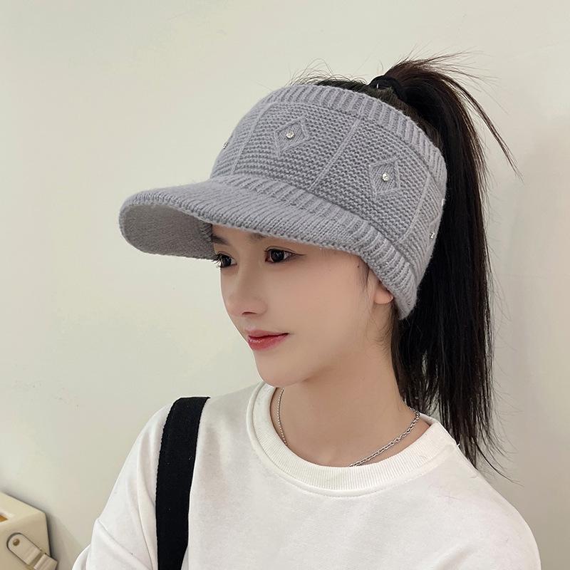 

Женская модная кепка-утка - Корейский стиль Осень/Зима Вязаная шерстяная шапка для тепла на открытом воздухе One Size серый