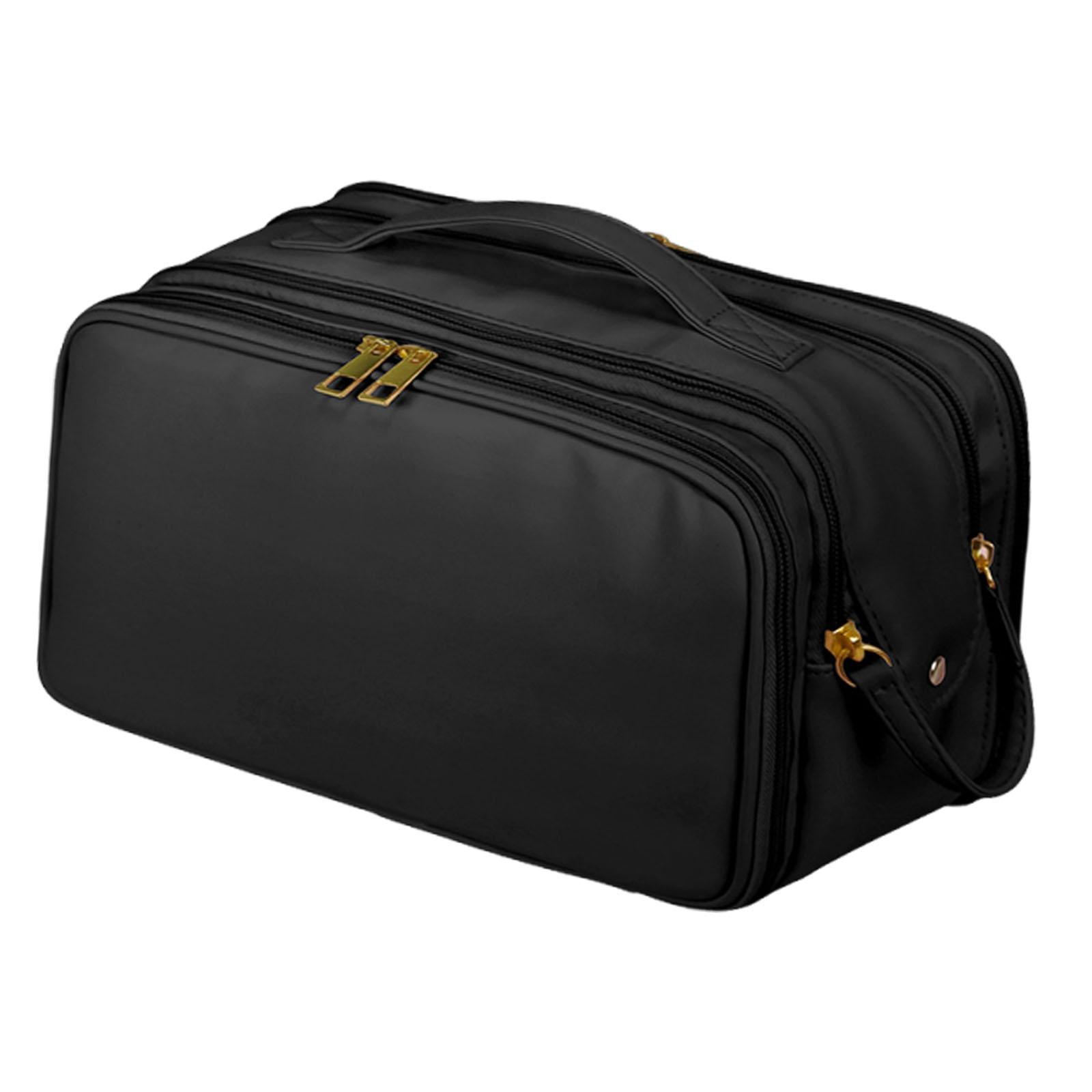 

Travel Toiletry Bag Organizer Spacious Essentials Storage Bag Waterproof Zipper Closure Sturdy Cosmetic Bags Carrying Case чорний