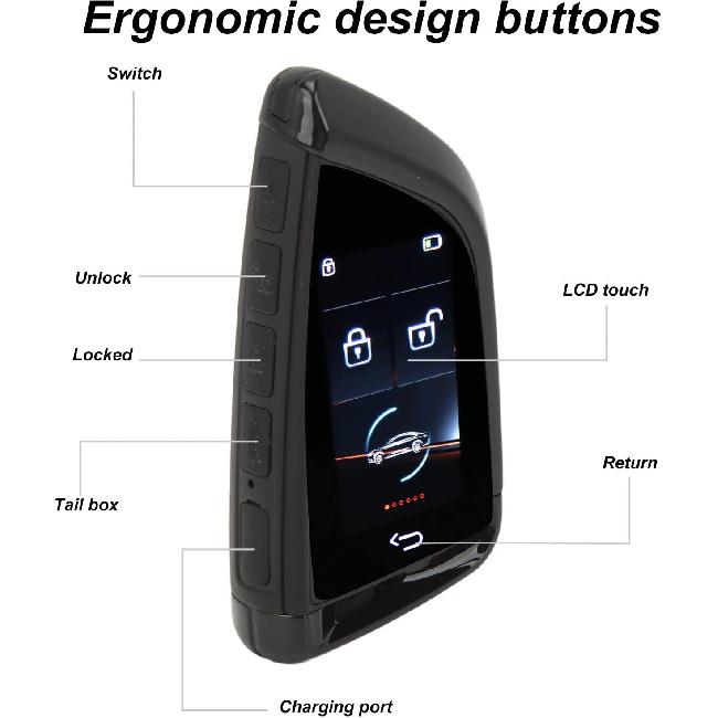Aramox Smart Remote Car Key LCD Screen 5.0 Anti Key Loss Keyless Entry Auto Lock Remote Control Key Fob for One Click Start Car (Black)
