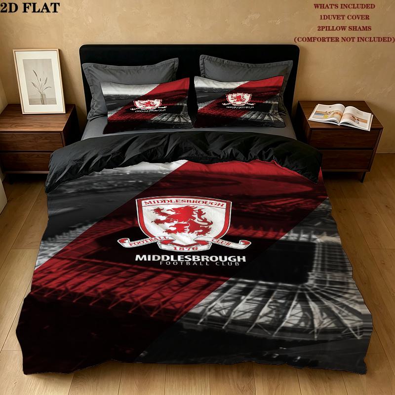 Middlesbrough Bedding Quilt Set Quilt Cover Pillowcase Home Decoration Birthday Gift (1 * duvet cover + 2 * pillowcase, without core)