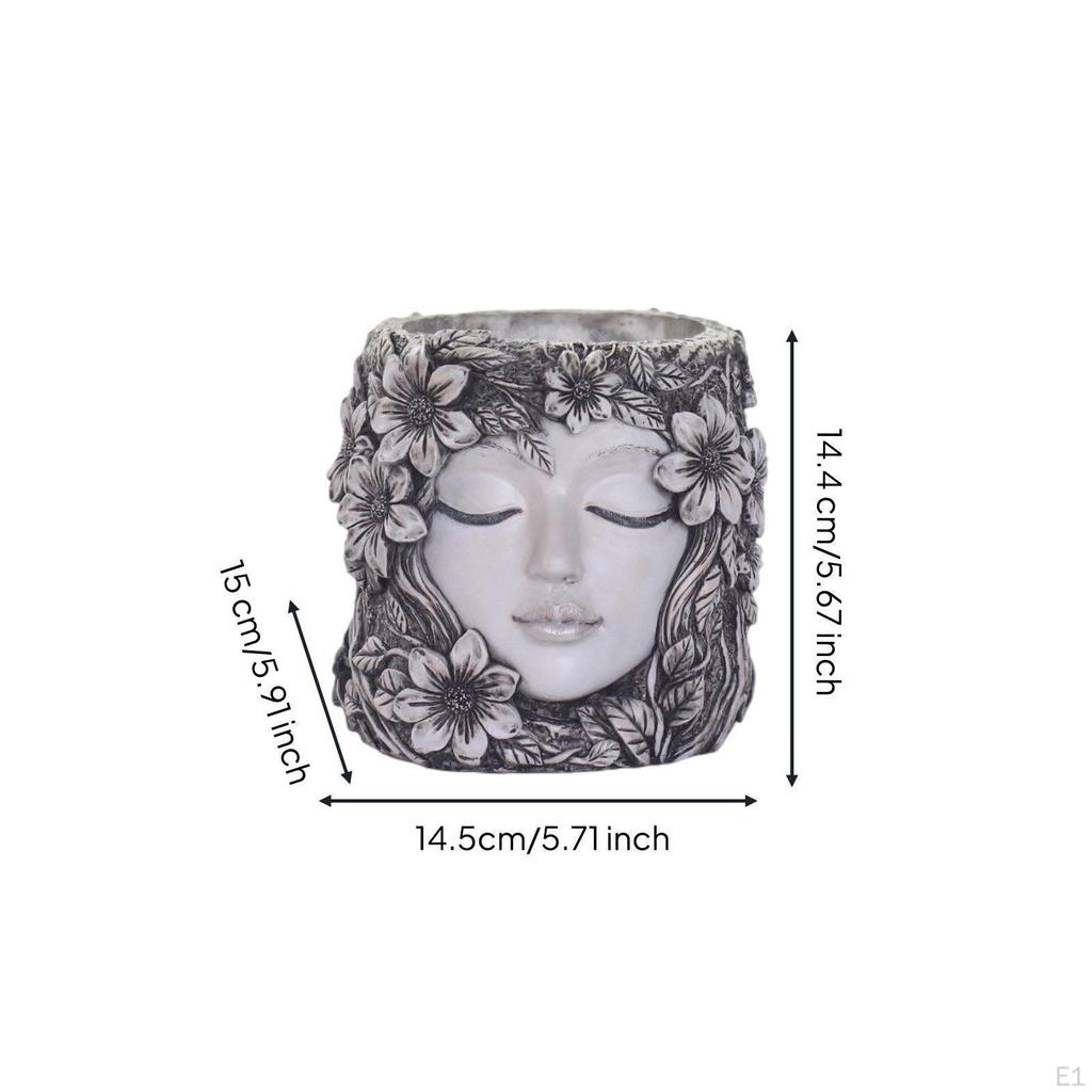 Divine Head Planter Pot Artistic Design Face Flower Vintage Finish for Gardeners,