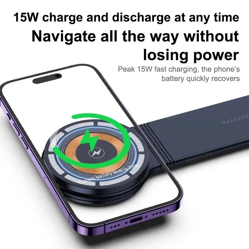 N52 Wireless Magnetic Car Charger For iPhone 14 15 16 13 12 Samusng S24 Fast Charging Bendable Memory Alloy Phone Holder