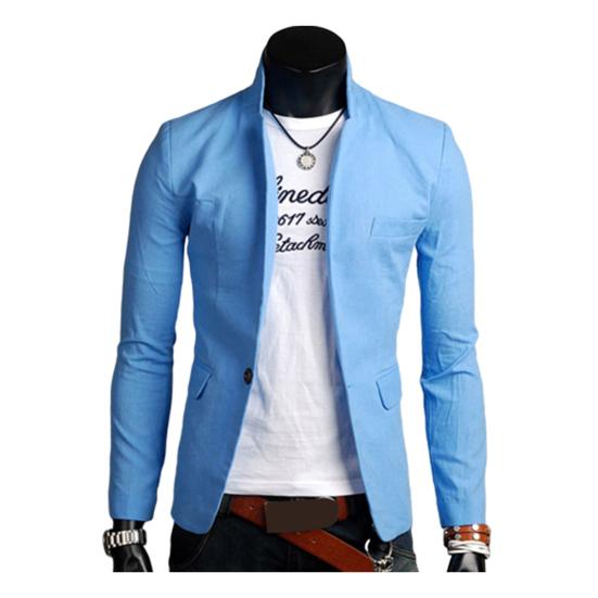 Männer Herbst Einfarbig Revers Kragen Taste Taschen Dekor Business Mantel Blazer