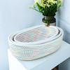 3pcs Cute Storage Baskets for Daily Items, Small Oragnizer Natural Cotton Rope Woven Baskets Bin Tiny Oval Storage Easter Basket