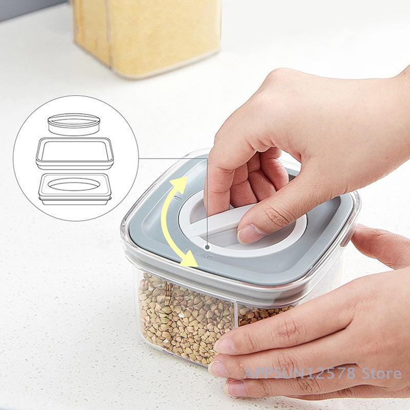 Transparent Household Knob Sealed Jar for Snack Storage with Fresh-Keeping Lid Plastic Kitchen Storage Box