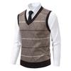 Men's Winter Fleece-Lined Plaid Vest, Pullover, Loose-Fitting Men's Sleeveless Sweater Vest
