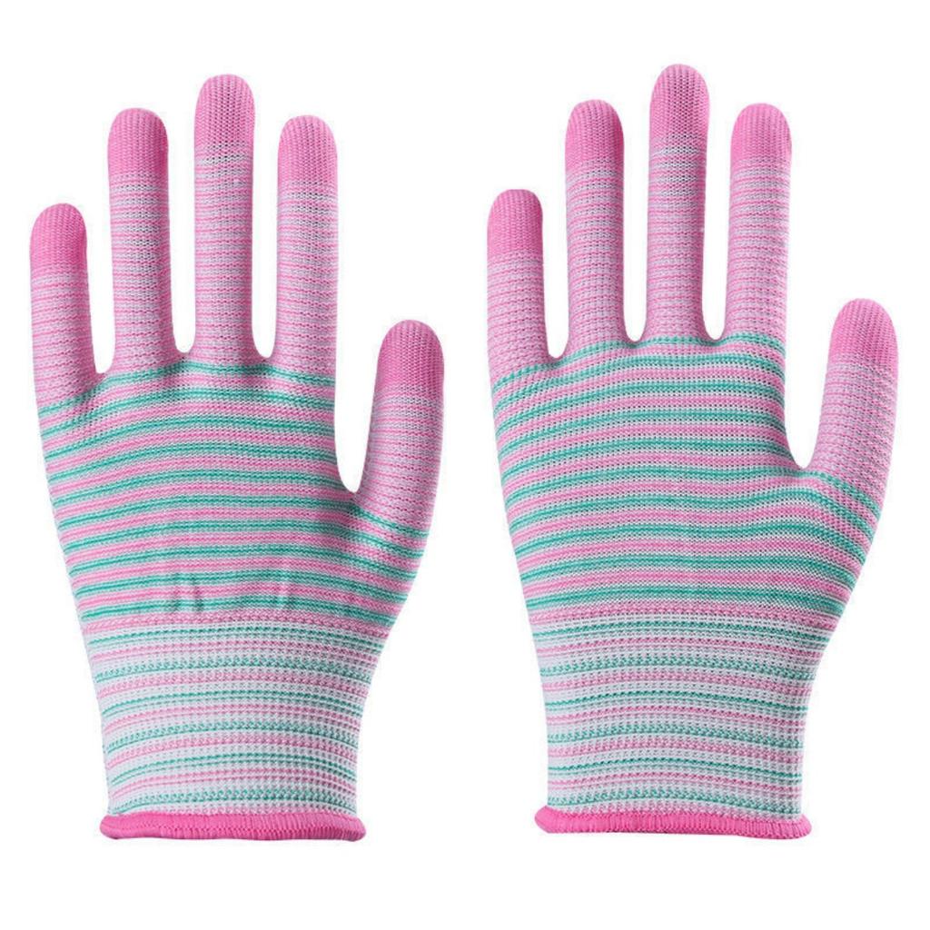 Breathable, Knitted, Protective Gloves, Striped, Anti Slip Gloves, Wear-resistant, Work Gloves, High Elasticity, Nylon Gloves