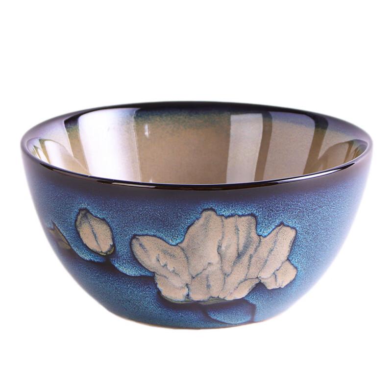 Hand-Painted Magnolia Kiln-Glazed Ceramic Octagonal Fish Plate