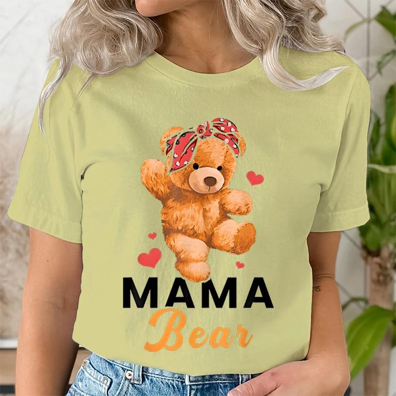 

Teddy Mama Bear Graphic T Shirts Women Cartoon Bear Lover Graphic Tee Cute Teddy Mom Printed Women T-shirt Cartoon Classic Tops 3XL