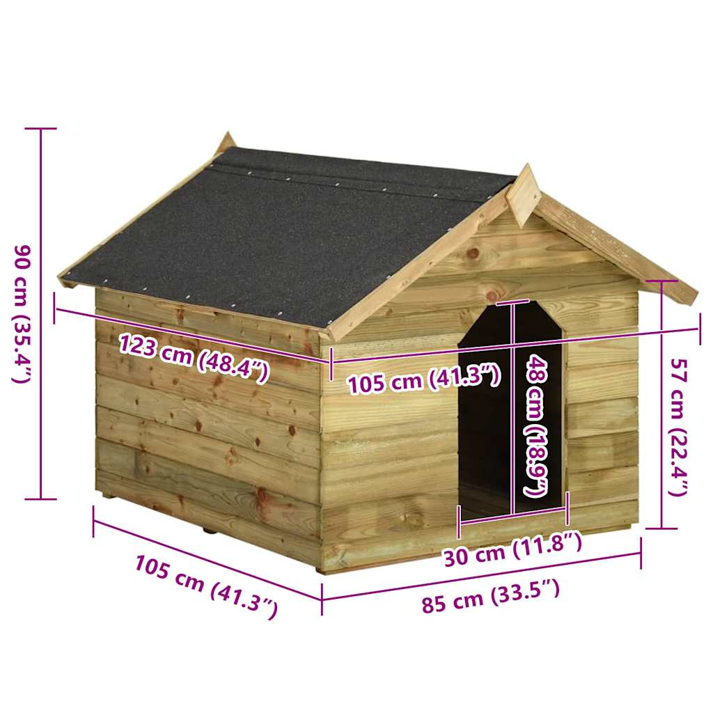 Dog House with Opening Roof Impregnated Pine Wood