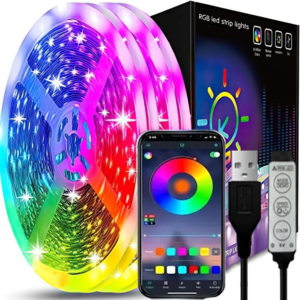 LED רצועת אור RGB 5050 צבע שינוי רצועת אור רצועת אור חכמה 3 מפתחות שלט רחוק תאורת לילה קישוט מסיבת חג המולד בסלון