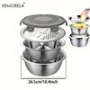 4-in-1 Rice Washer Colander - Kitchen Vegetable Grater Bowl with Strainer Lid, Multifunctional Food Strainer for Washing Rice
