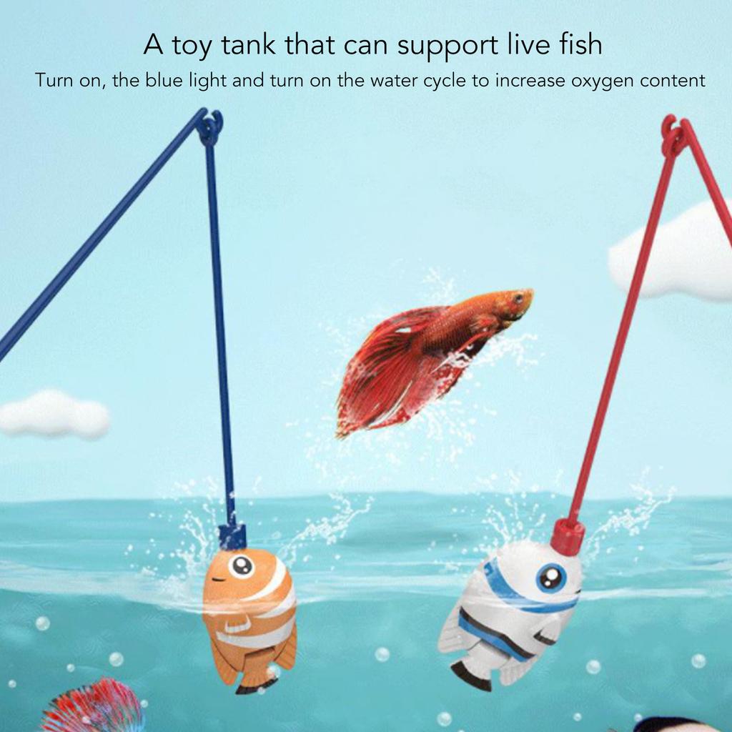 Mini Aquarium for Kids 3.7V 400mah USB Charging Artificial Mini Aquarium Magnetic Fishing Toys for Boys and Girls