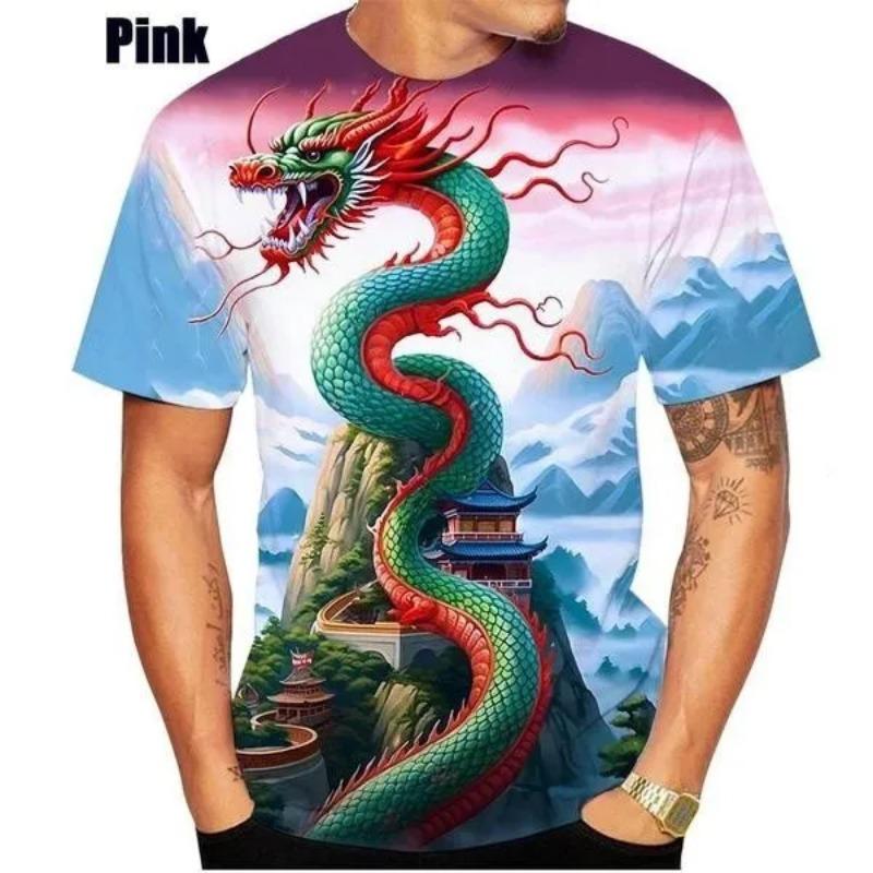 Hot Sale Fashion Chinese Dragon Men Women Spring Summer 3D Printed Short Sleeves Casual Fashion Round Neck T-Shirt
