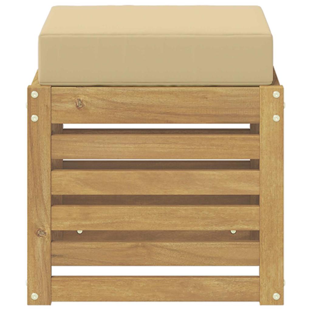 Outdoor Stool Bench White 43 x 43 x 45 cm Solid Acacia Wood