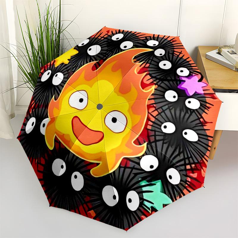 1pc Automatic Opening Umbrella with Fire Monster Design - Portable Folding Design, 8-Bone Iron Frame, Outdoor, Ideal Gift for Fans, Travelers, Daily U