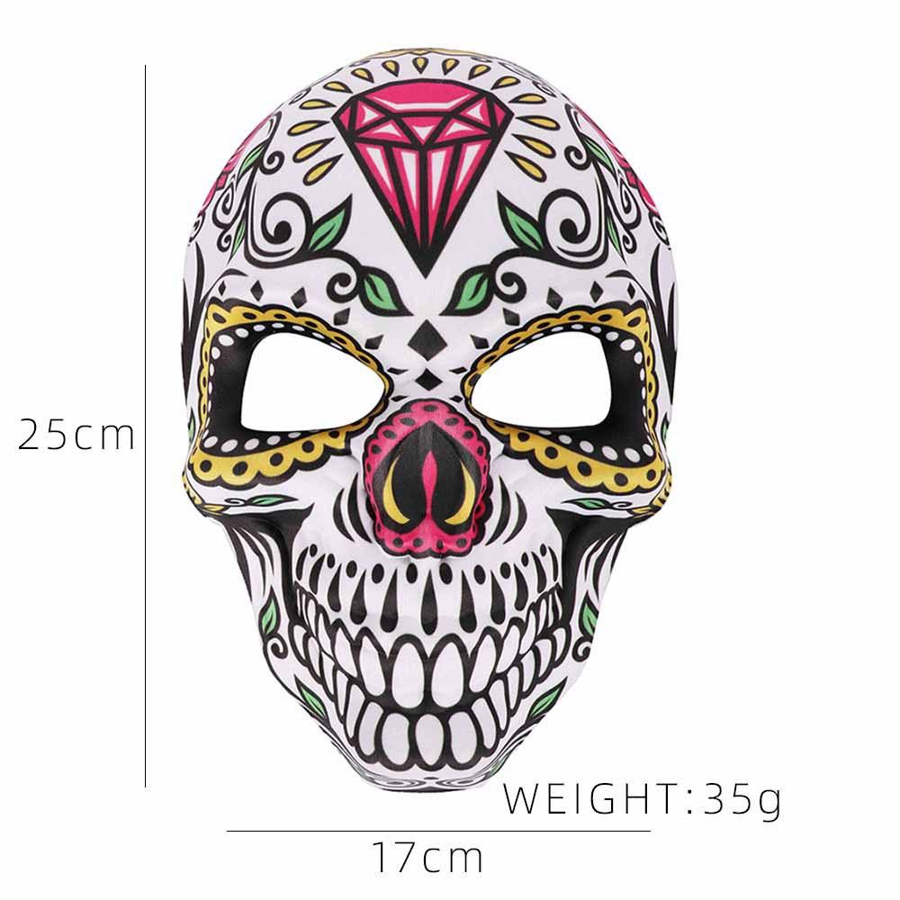 Colorful Printed Skull Horror Mask Halloween Day of The Dead Cosplay Carnival Masquerade Ball Party Decoration Prop