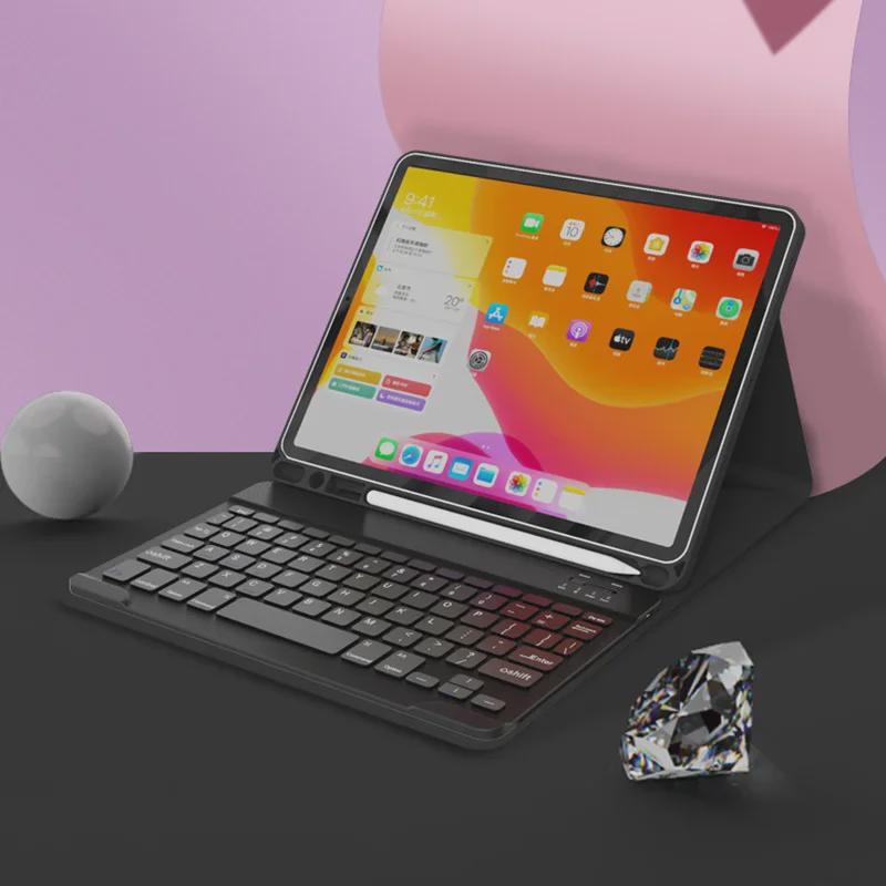 Ochranný kryt iPad Mini6/Air5 s Bluetooth klávesnicí, slotem na pero a koženým pouzdrem pro Pro11/10.2/9.7.
