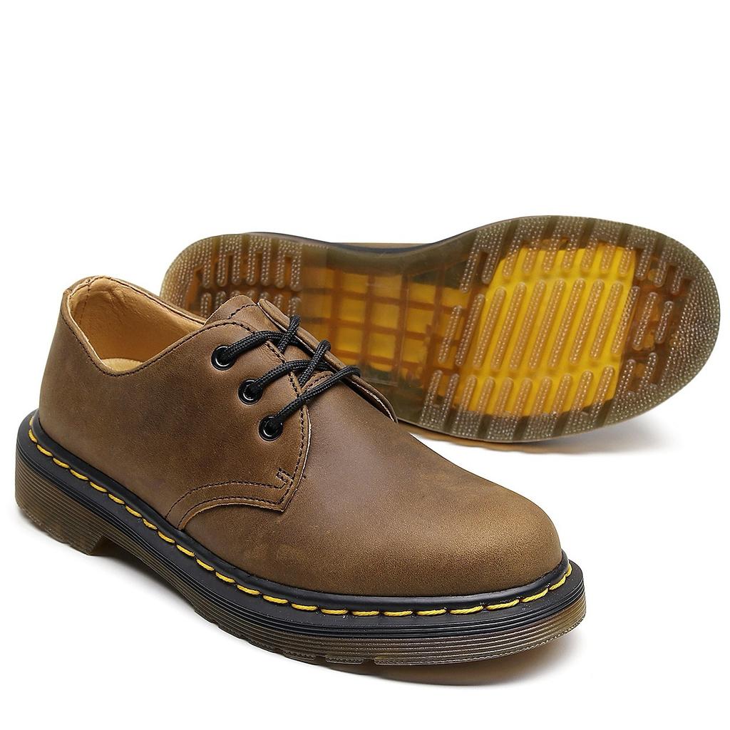 Erste Schicht Low-Top Martin Schuhe Herren Leder Crazy Horse braun große Größe kurze Stiefel runde Spitze Herren- und Damen-Freizeit-Toolingschuhe