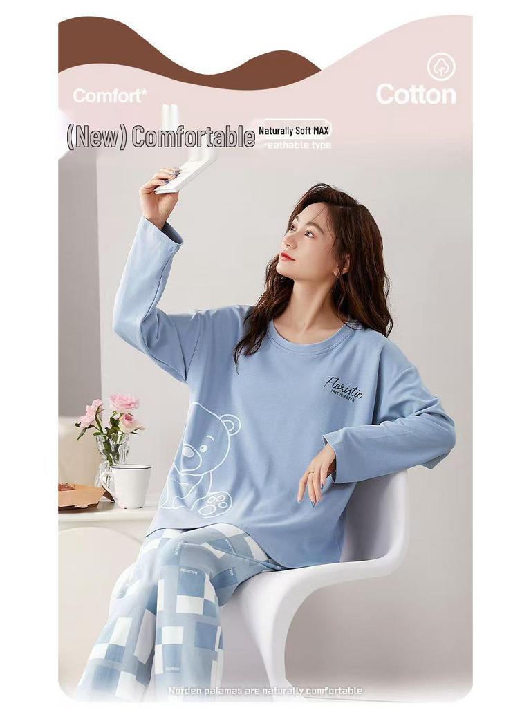 Damen Langarm Pyjama Set mit Brustpolstern - Übergröße, Freizeitkleidung für Zuhause oder Draußen