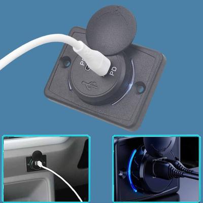 Dvojportová PD nabíjačka do auta 30W USB nabíjačka pre telefóny, tablety 12V-24V Nástenná USB nabíjacia stanica pre karavan, loď, SUV, ATV