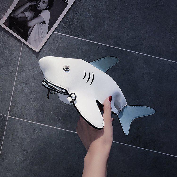 Euro-America Style Shark Shoulder Bag PU Flap Purse Mini Bag Lovely Animal Crossbody Funny Bag