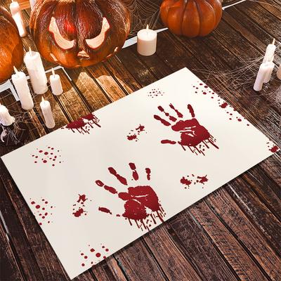 1pc Halloween Rug Bleeding Handprint Handprint 3D Print Non-slip Rug Entrance Mat Home Living Room Bedroom Halloween Decoration