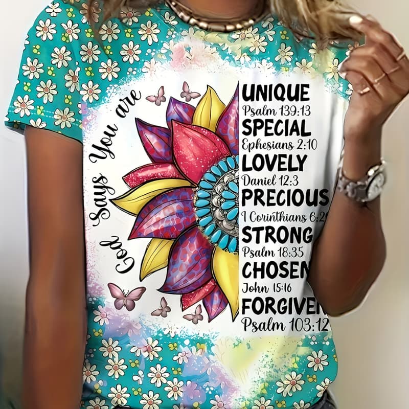 Round neck T-shirt, casual short-sleeved T-shirt, fashionable short-sleeved round neck top S