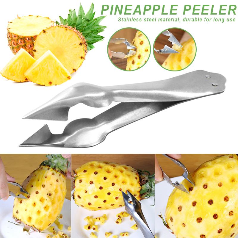 2pcs Stainless Steel Pineapple Clip Eye Peeler,Fruit Peeler Pineapple Corer Slicer Cutter Kitchen Knife Gadgets Pineapple Slicer