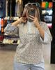 2025 Women's Fashion Set: Cotton Linen Print Top & High Waist Seven-Point Pants with Color Block Patchwork