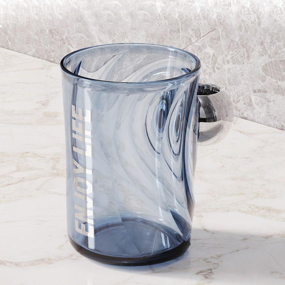 

Прозорий скляний пластиковий тримач для зубної щітки. Нова чашка для полоскання горла синій
