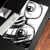HYBXAXC Anime Girl with Glasses Mousepad Manga Eyes Mousepad Black and White MeganeSketch Art Black and White Megane Aesthetic