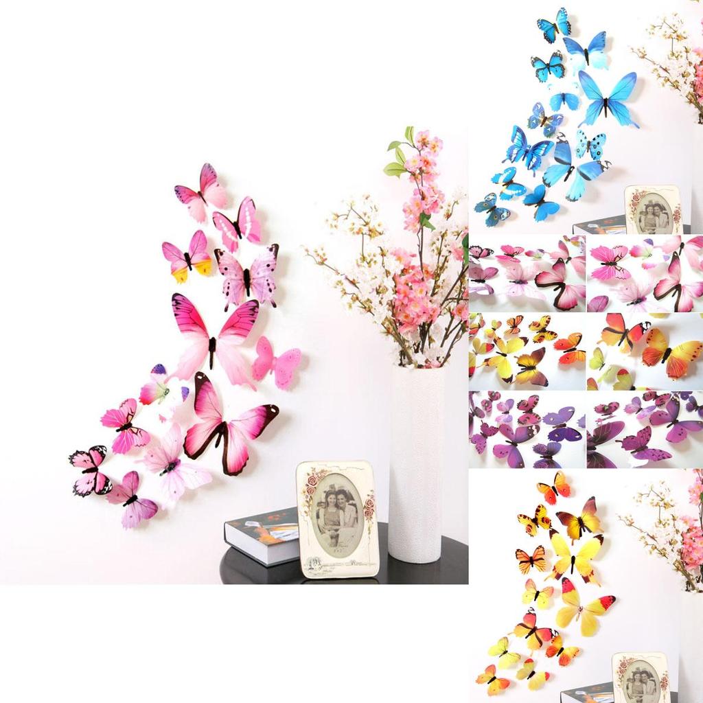 Superbes 12 pièces d'autocollants muraux papillons 3D pour une décoration de chambre et un décor DIY vibrants