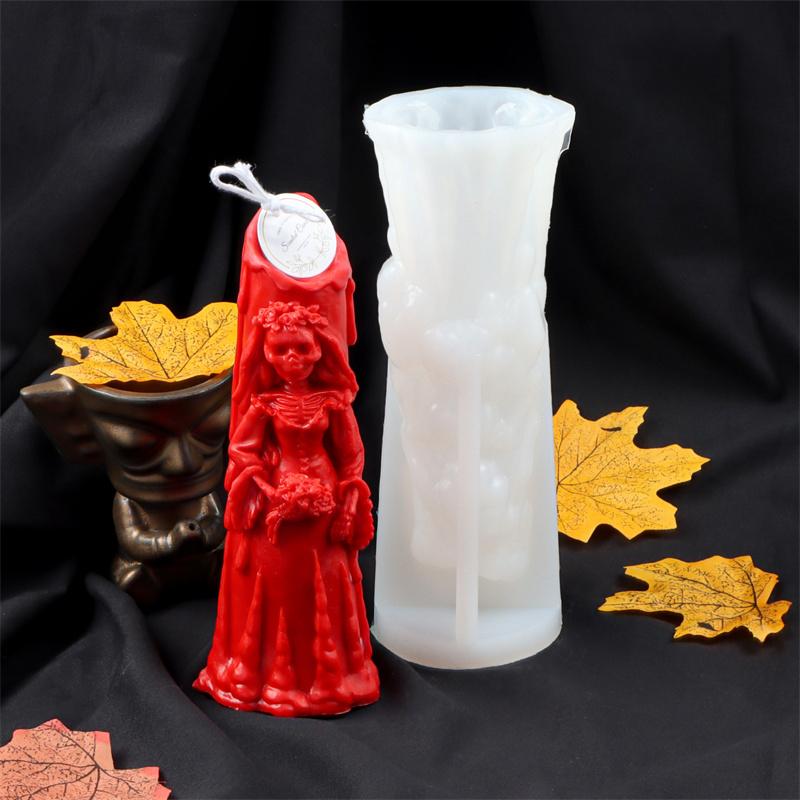 Ghost Bride Candle Mold Food Grade Silicone Craft Easter Horror Groom Skull Wax Plaster Model Resin Making Tools Halloween Decor