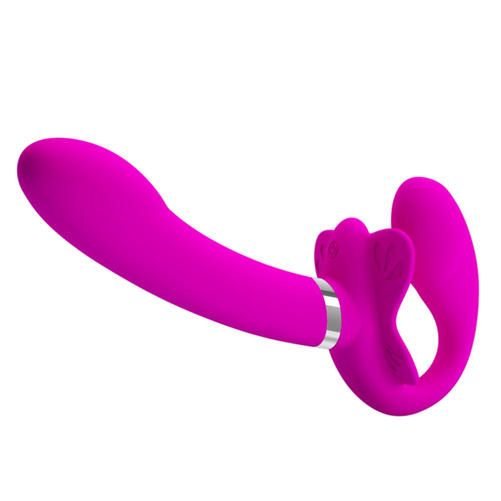 Strapless Strap-On Double Ended Vibrator for Women 12 Speeds G-point Stimulate Wearable Dildo for Lesbian Couples Adult Sex Toys
