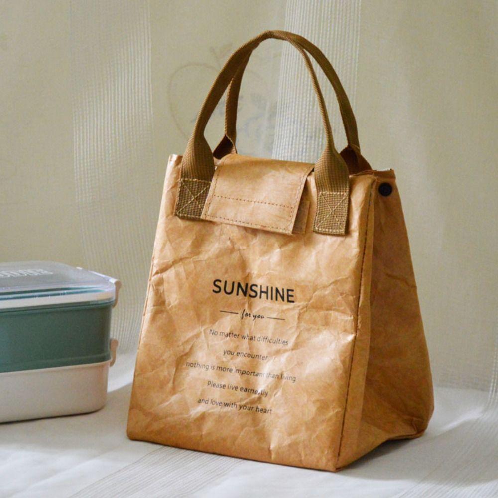 

Waterproof Outdoor Picnic Storage Bag Dupont Paper Tote Bag Lunch Bag коричневый