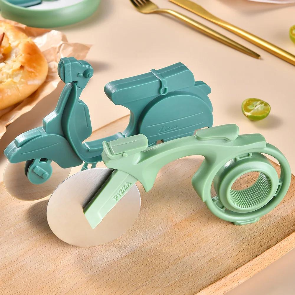 1/3Pcs Motorcycle Pizza Wheel Cutter Creative Bicycle Plastic Pizza Knife Kitchen Gadgets Perfect For Slicing And Serving Pizza