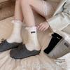 Ladies Spring and Autumn Letter Cloth Label Lotus Leaf Lace Medium Cylinder Pile Pile Socks
