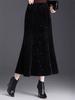 Black Velvet Sequin Fishtail Skirt - 2026 Spring High-Waisted Bodycon Skirt for Commuting