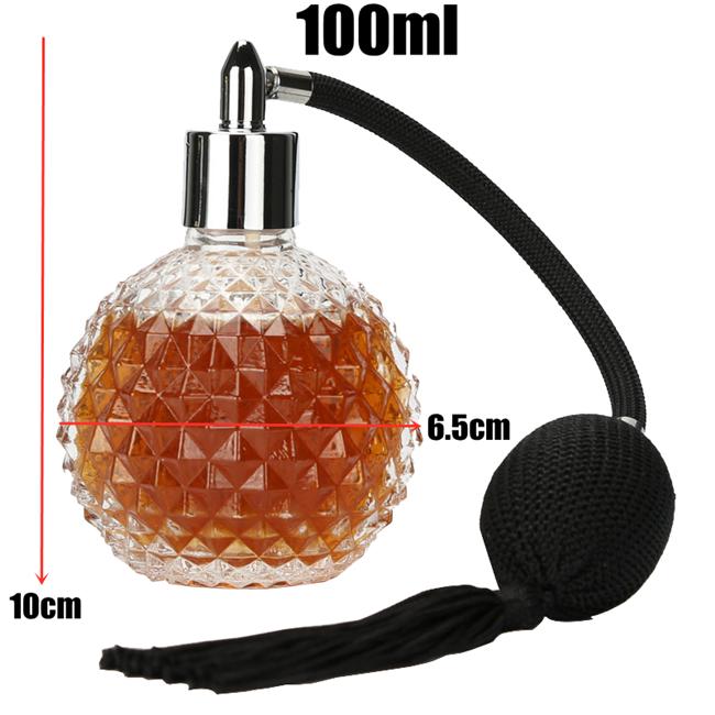 100ml Kristallkunst Vintage Stil Leerer Nachfüllbarer Parfümzerstäuber Lange Quaste Sprühflasche Bitterflasche Mit Luftsack Bar Werkzeug Barzubehör