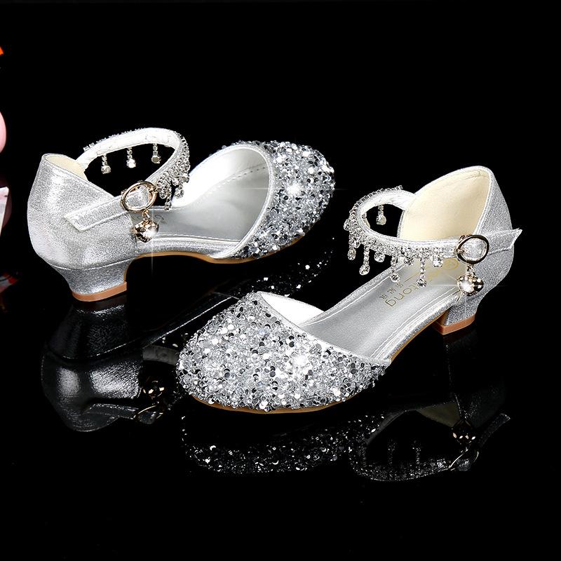 Girls' Pink Rhinestone Princess Sandals - Breathable & Fashionable Korean Style for Medium and Large Children's Summer Performance