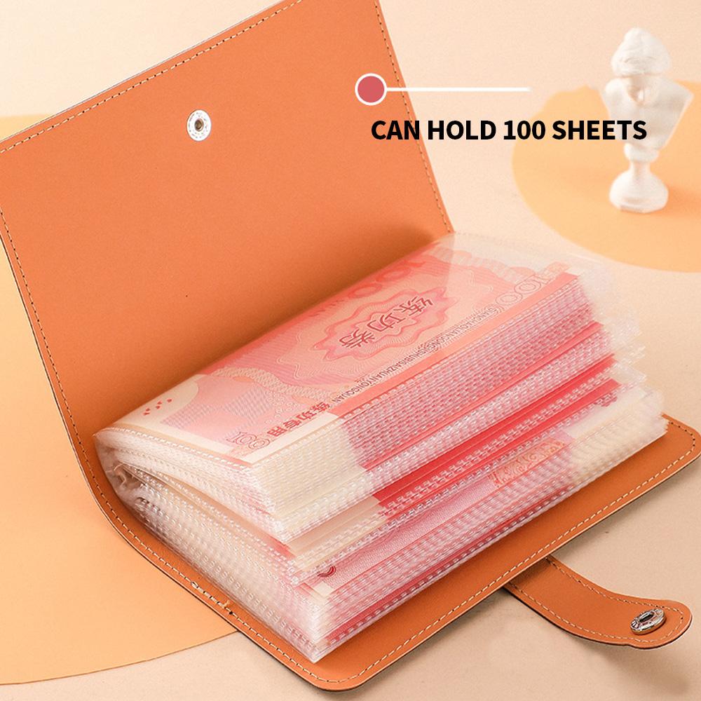 1 Banknote Storage Book Made of PU Material, Can Hold 100 Banknotes, with Banknote Photos, Stamps, Bank Card Storage Book