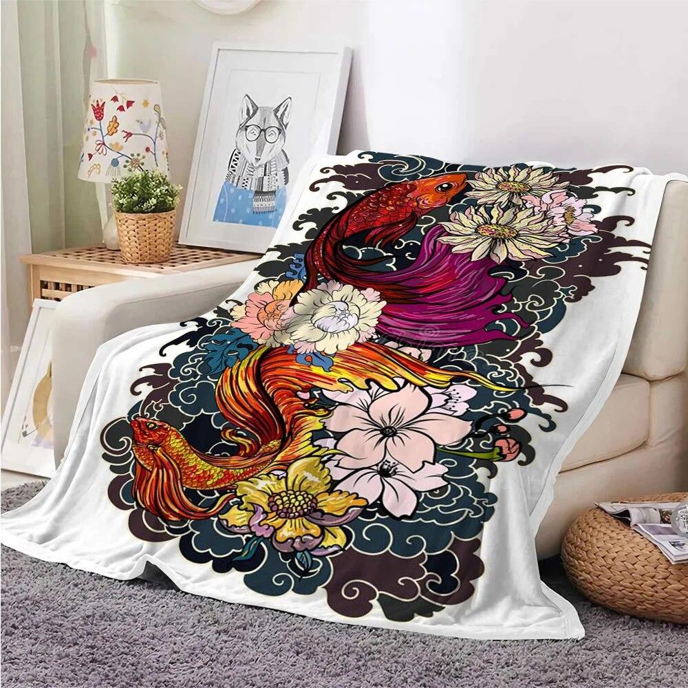 

HX модное одеяло с животными Ukiyoe Kanagawa Surf Lane Koi с 3D принтом фланелевые одеяла теплые плюшевые одеяла дропшиппинг