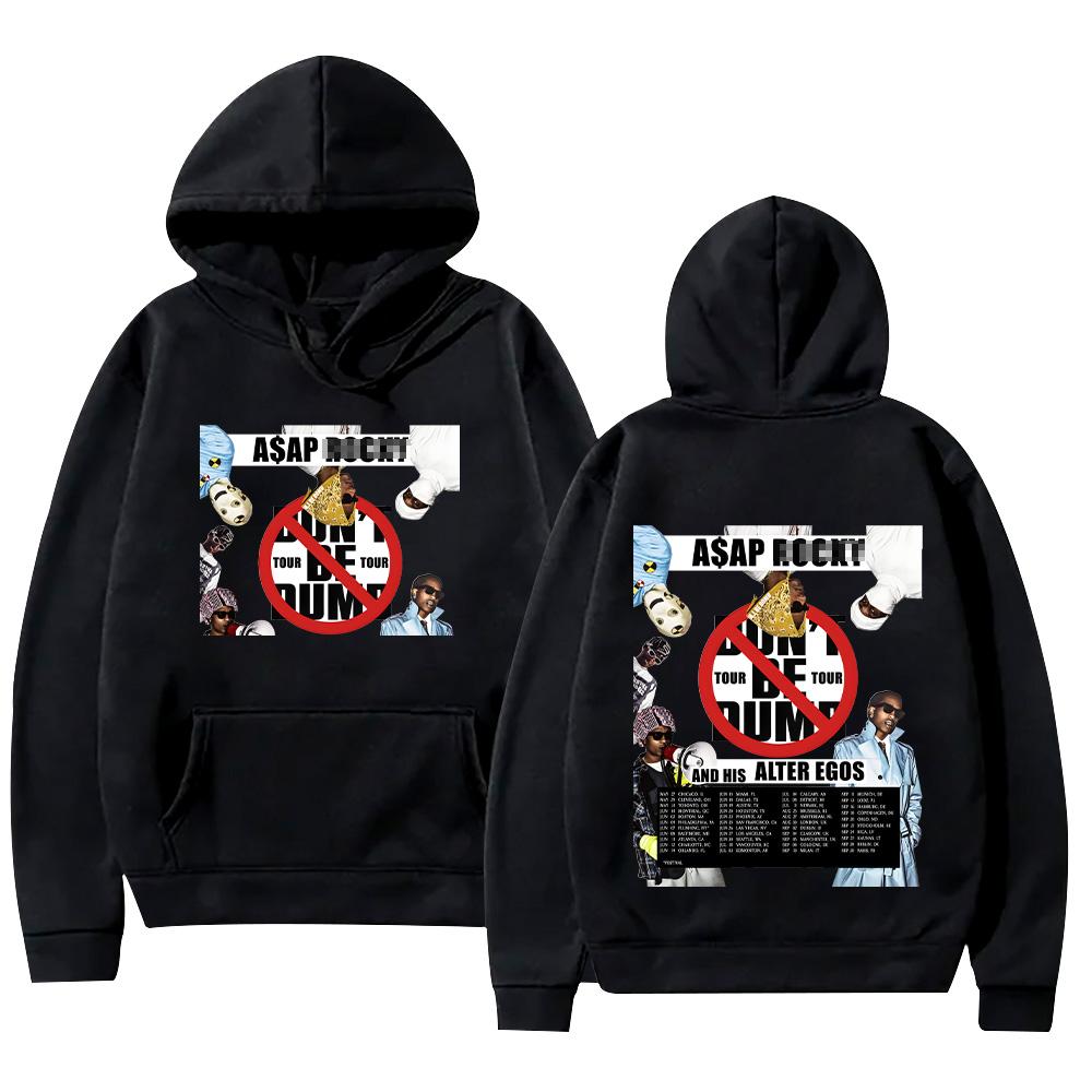 

Asap Don’t Be Dumb Tour 2026 Hoodie Long Sleeve Pullovers Vintage Hip Hop Sweatshirt Unisex Casual Y2K Clothes XS чёрный