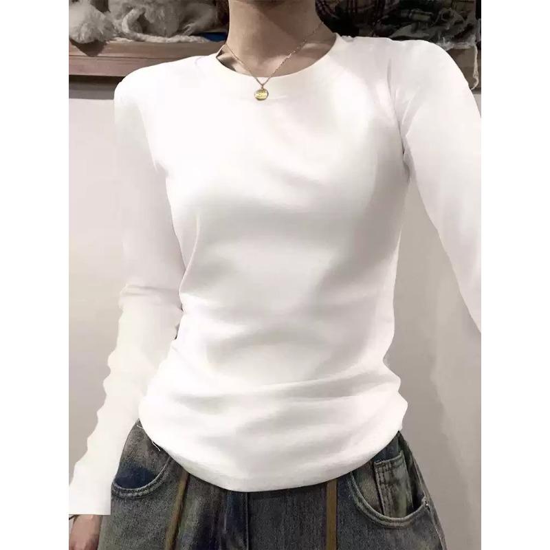 Toamnă Iarnă Culoare Solidă Casual Modă Simplu Versatil Tricou cu Bază Femei Mânecă Lungă Tricou Pulover Top
